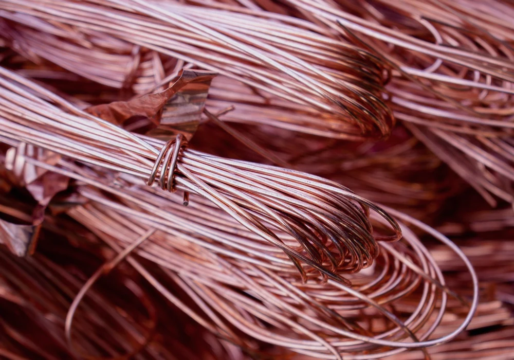A close-up of bundled copper wire
